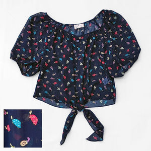 Ember Fun Turtles Snails Print Crop Tie Top S